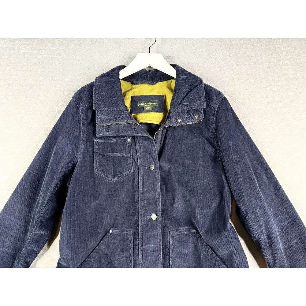 Eddie Bauer Corduroy Jacket Womens XL Tall Blue Utility Ranch‎ Outdoors Chore